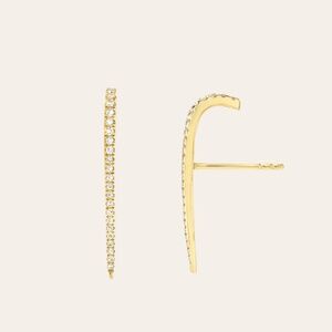 Zoe Lev 14K Yellow Gold Diamond Curved Bar Stud Earrings